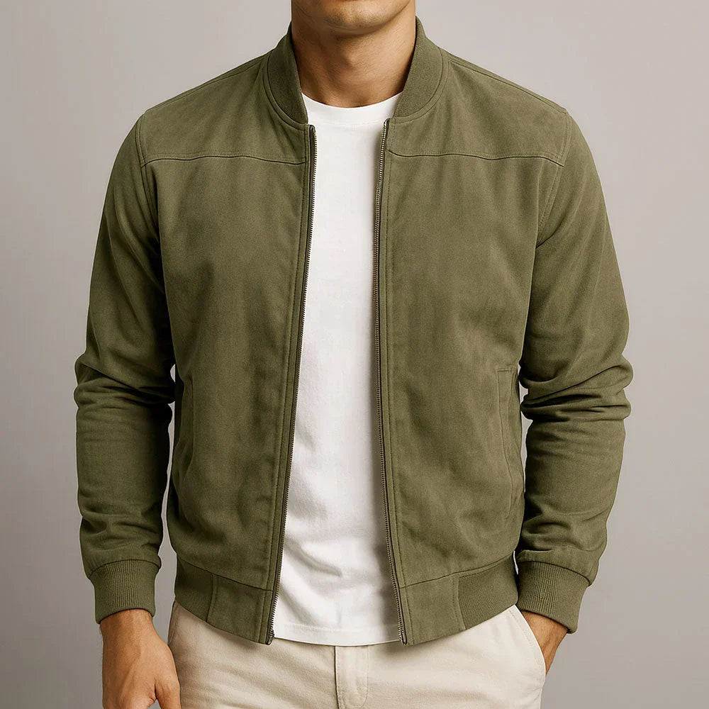Riviera | Italian Suede Bomber Jacket with Smooth Lining for Men