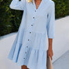 Zuri - Women’s Loose Shirt Style V-Neck Mini Dress
