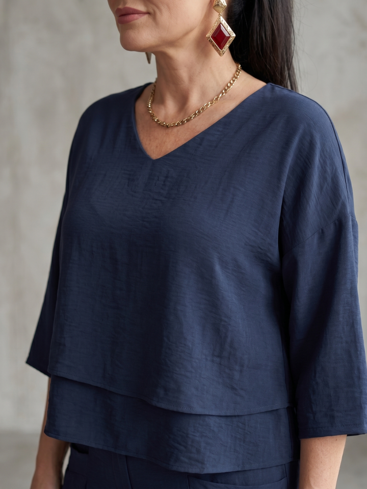 River | Layered Top and Wide Leg Trouser Set with Modern Cut for Women