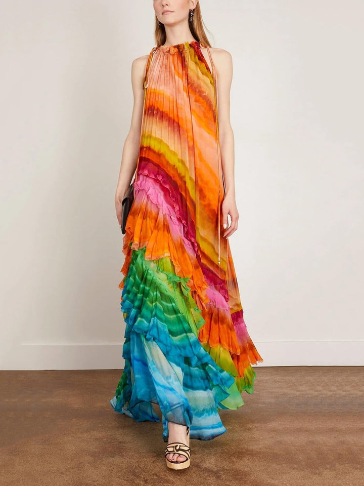 Velia - Flowy Ankle-Length Chiffon Dress