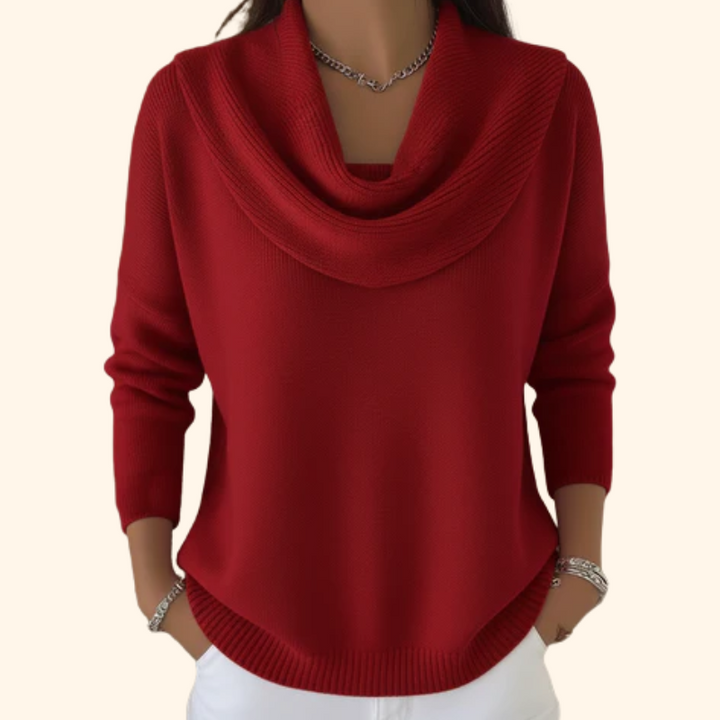 Marielle – Elegant Draped-Collar Sweater