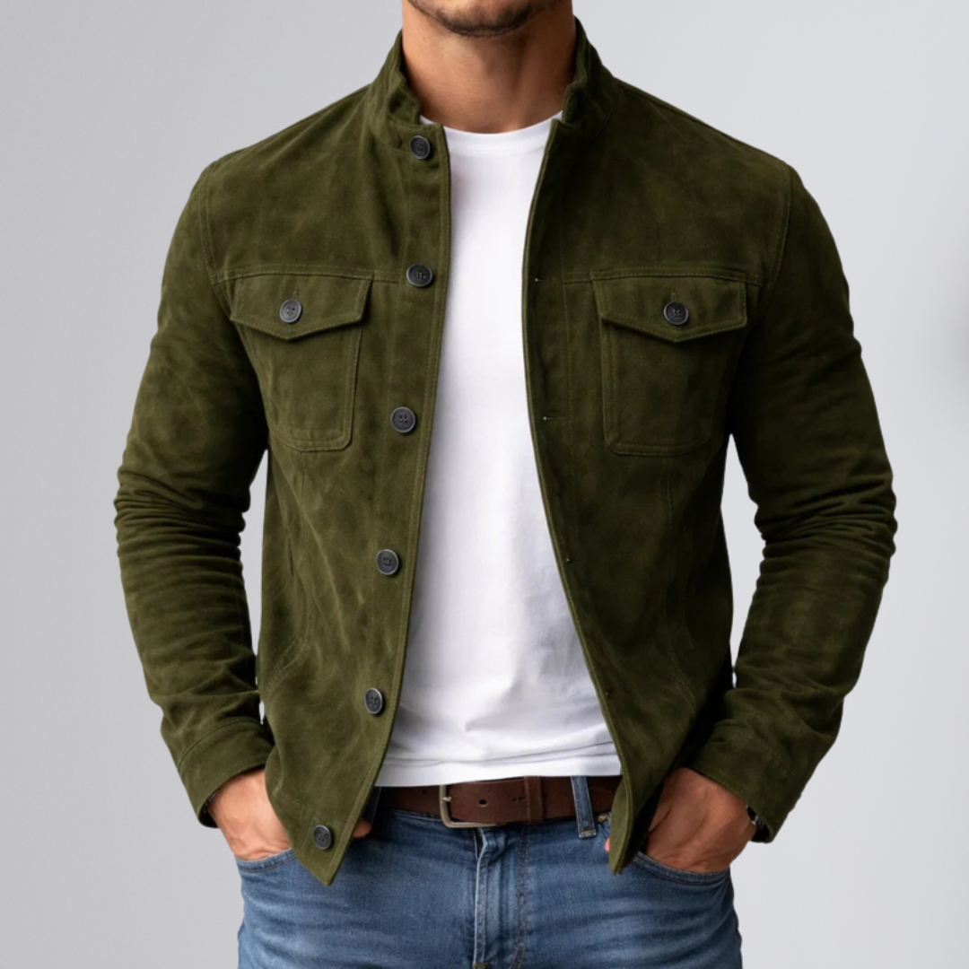 Sterling | Suede Jacket with Dual Chest Pockets for Men
