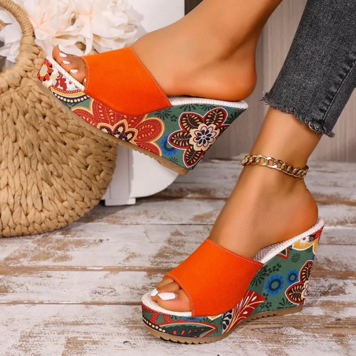 Elena | Bohemian Velvet Wedge Sandal