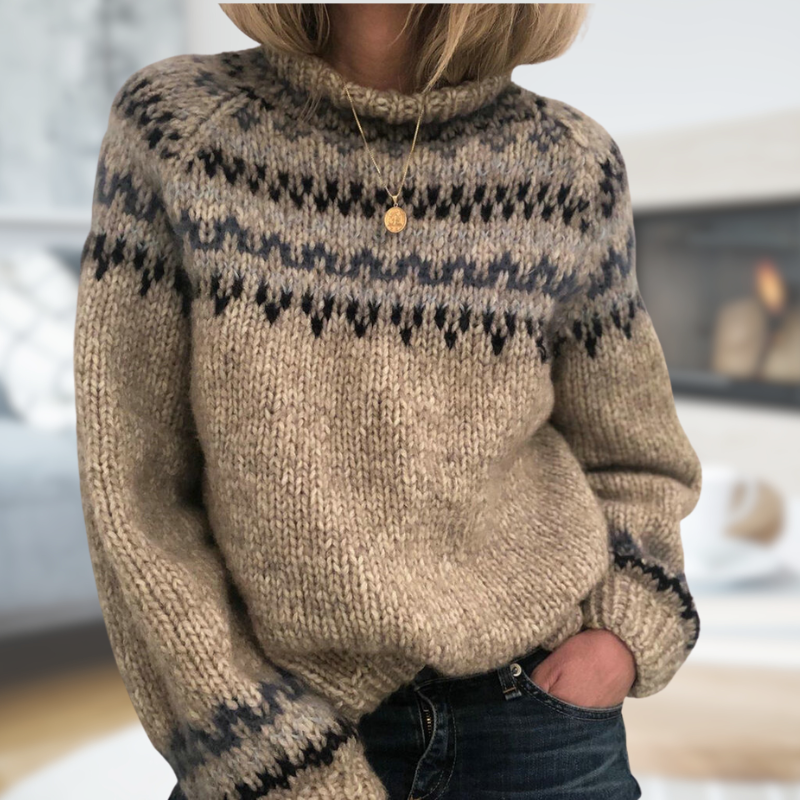 Brielle | Classic Nordic Knit Sweater with Heritage Pattern for Women