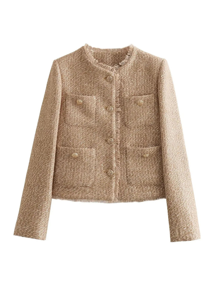 Niamh | Cropped Tweed Blazer with Button Front for Women