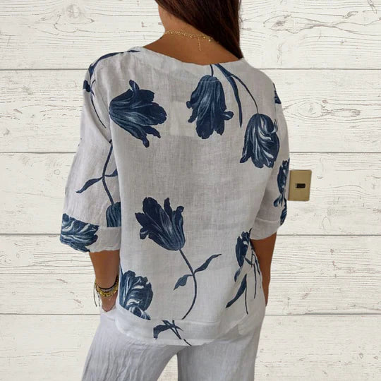Thelma - Printed V-Neck Tunic Top