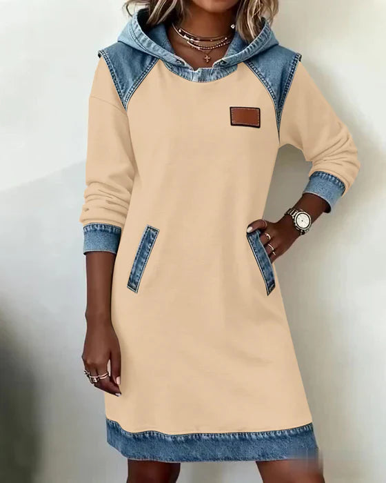 Urban Contrast Hooded Dress