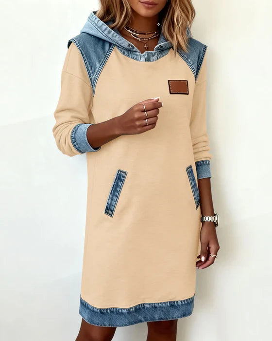 Urban Contrast Hooded Dress