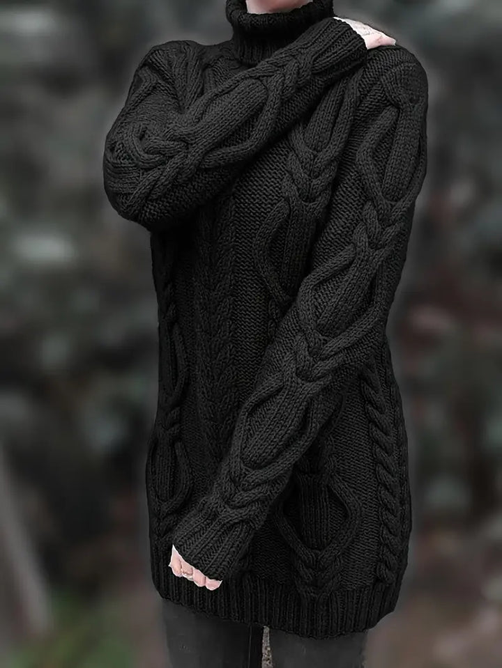 Valéria | Long Winter Cable-Knit Sweater
