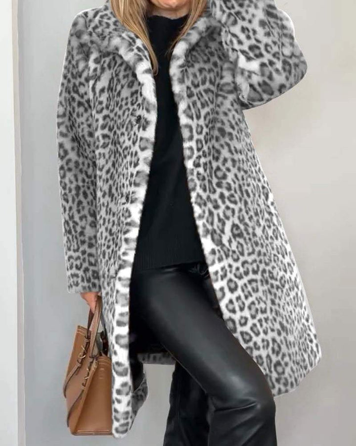 Talitha | Leopard Print Coat with Soft Handle for Women