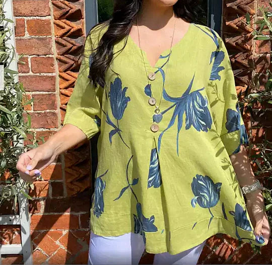 Thelma - Printed V-Neck Tunic Top