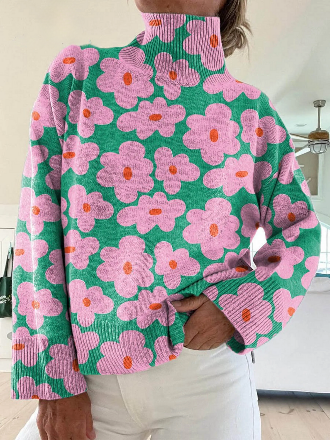 Claire | Floral Knit Sweater with Breathable Warm Fabric for Women