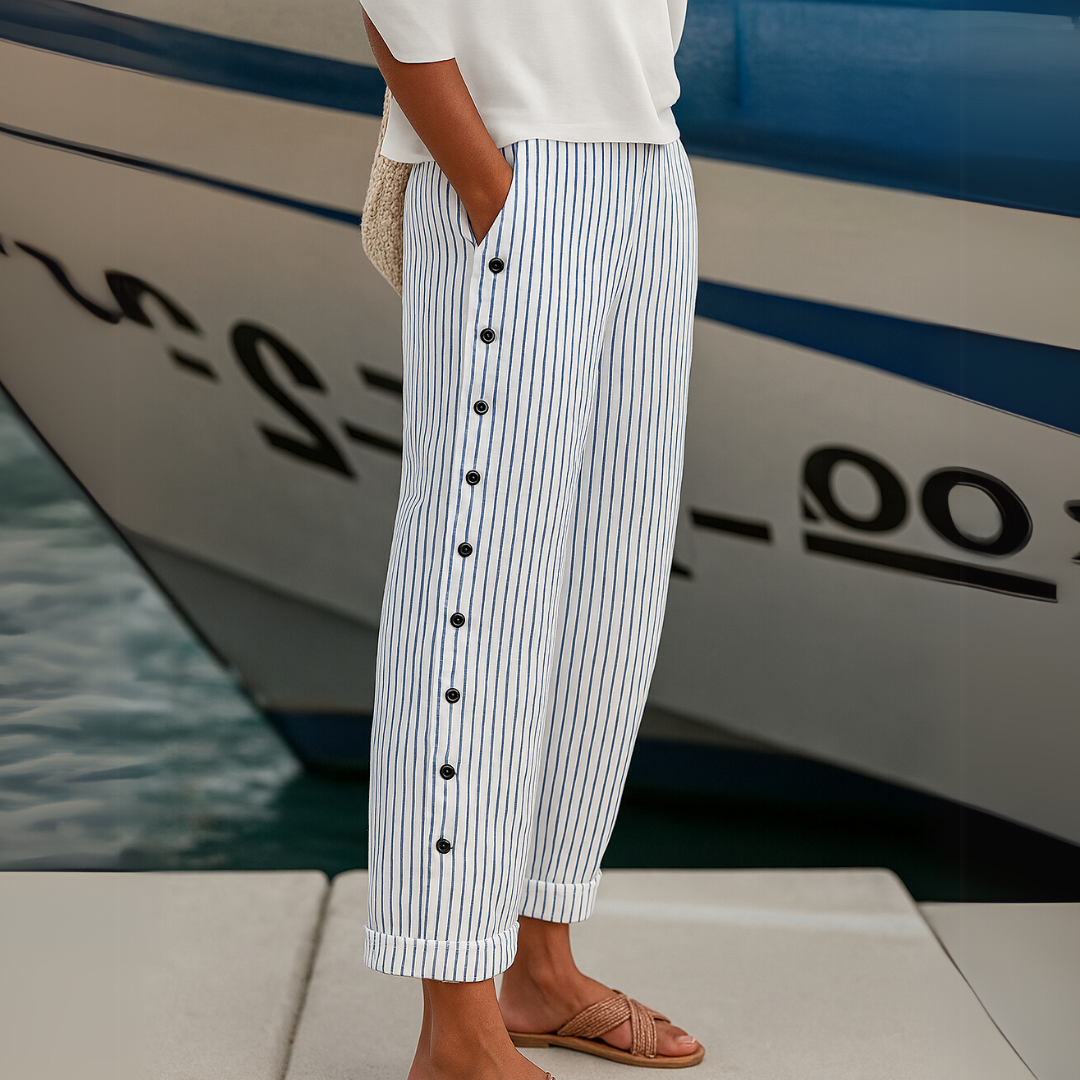 Caitlin | Striped Button Pants