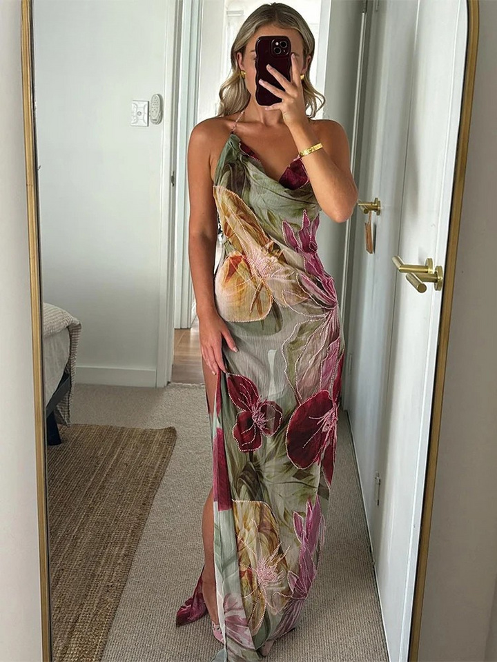 Isla - Backless Chiffon Maxi Dress
