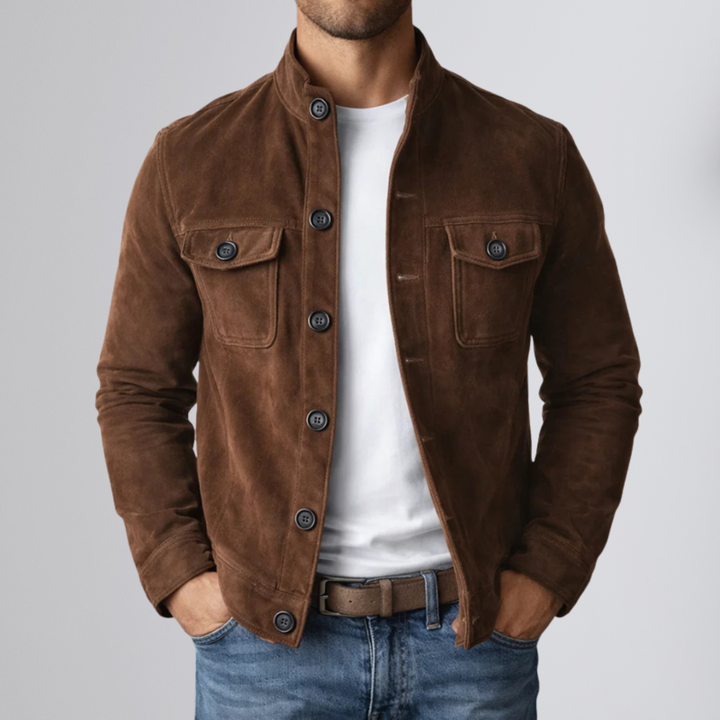Sterling | Suede Jacket with Dual Chest Pockets for Men