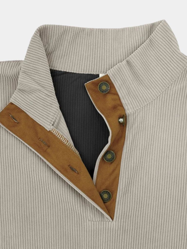 Rowen | Retro Corduroy Pullover with High Collar Detail for Men