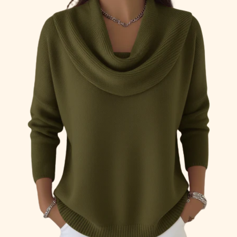Marielle – Elegant Draped-Collar Sweater