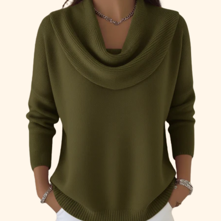 Marielle – Elegant Draped-Collar Sweater