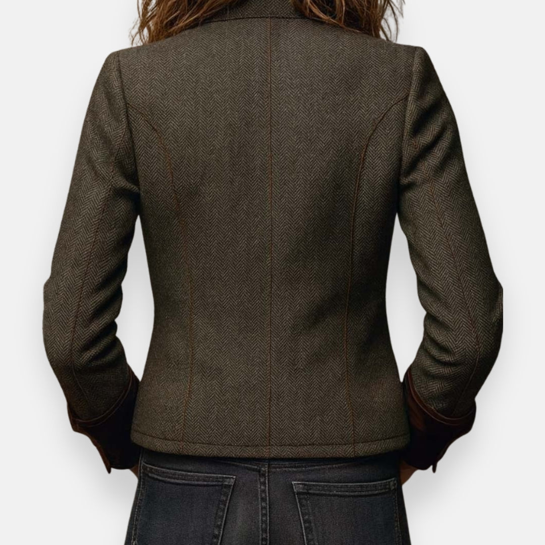 Eleanor | Tweed Jacket with Velvet Trim Detailing for Women