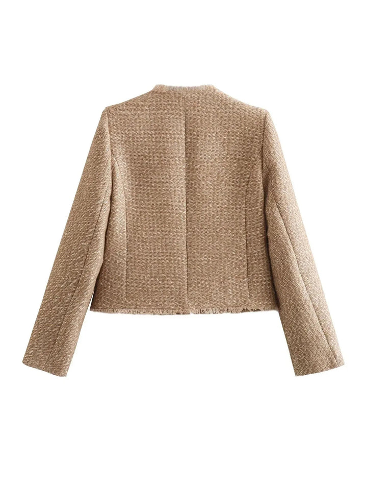Niamh | Cropped Tweed Blazer with Button Front for Women