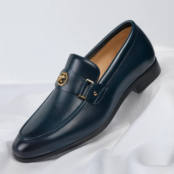 Logan | Italian Leather Loafers with Polished Metal Detail for Men