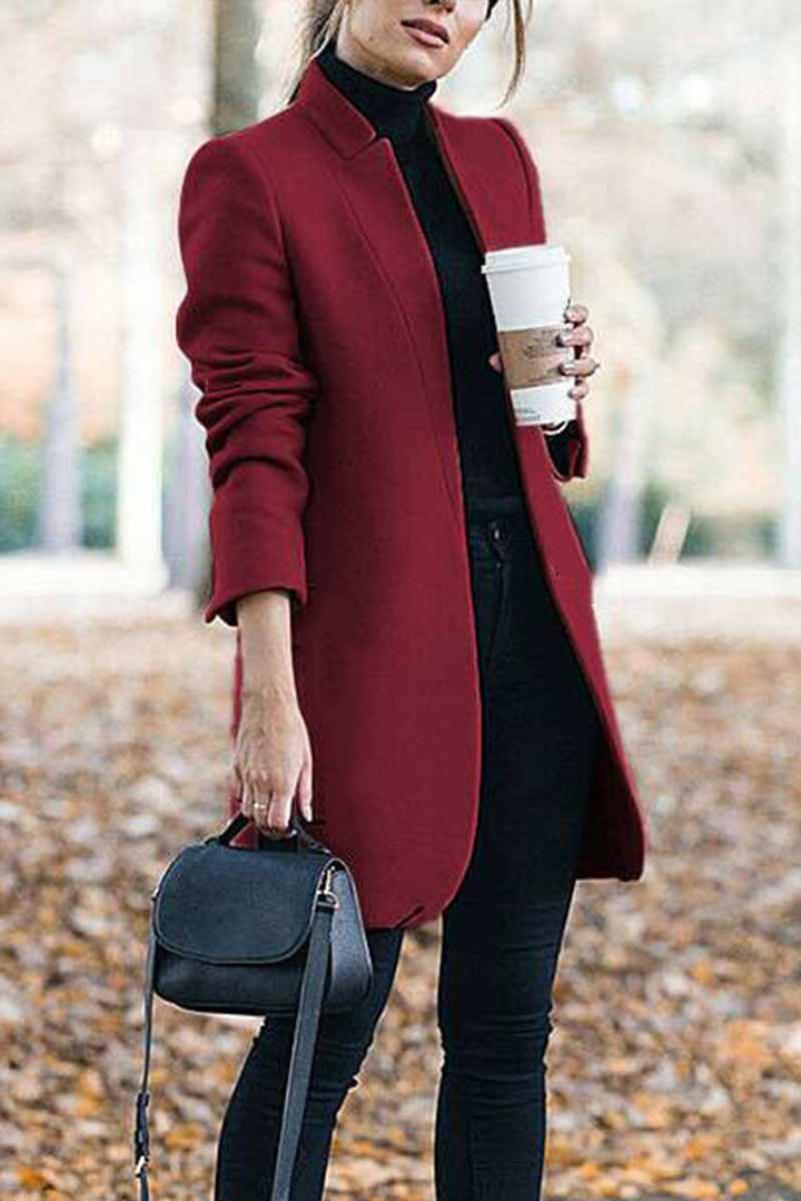 Eugenia | Collarless Open Front Coat with Shawl Shaping for Women