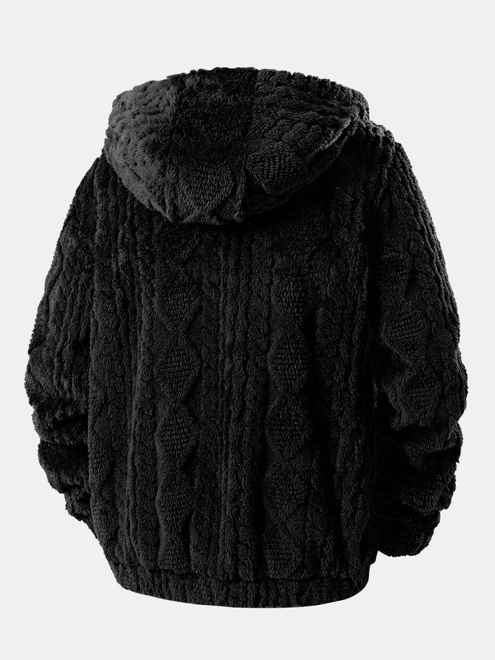 Velinor | Jacquard Teddy Hoodie with Geometric Texture for Men