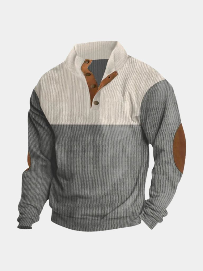 Rowen | Retro Corduroy Pullover with High Collar Detail for Men