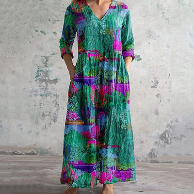 Moony™ - Vintage Dress with Abstract Print