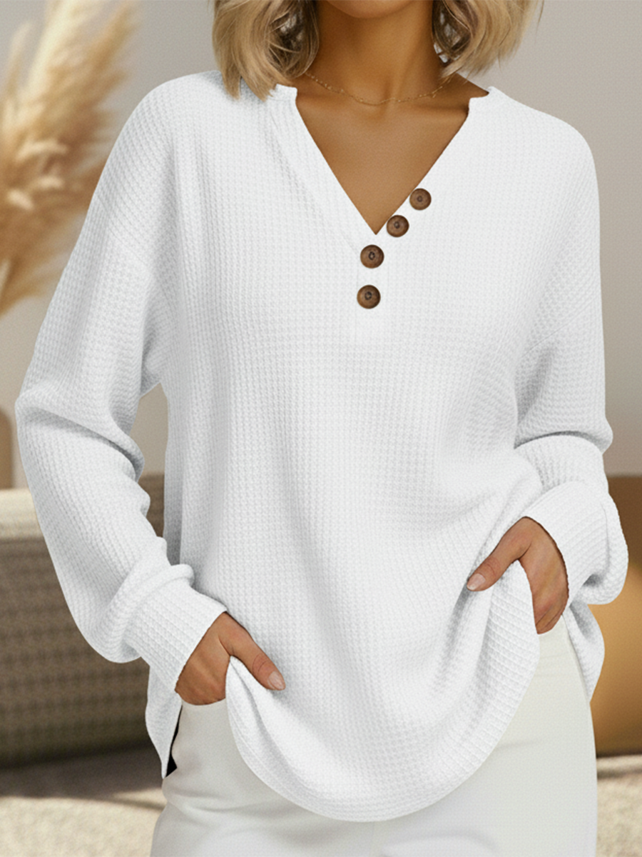 Signe | Double Layer Waffle Sweater with Fleece Feel Interior for Women