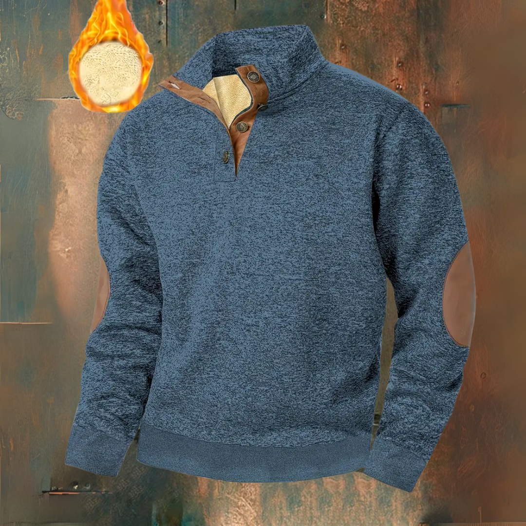 Warm Fleece Sweatshirt With Button Closure