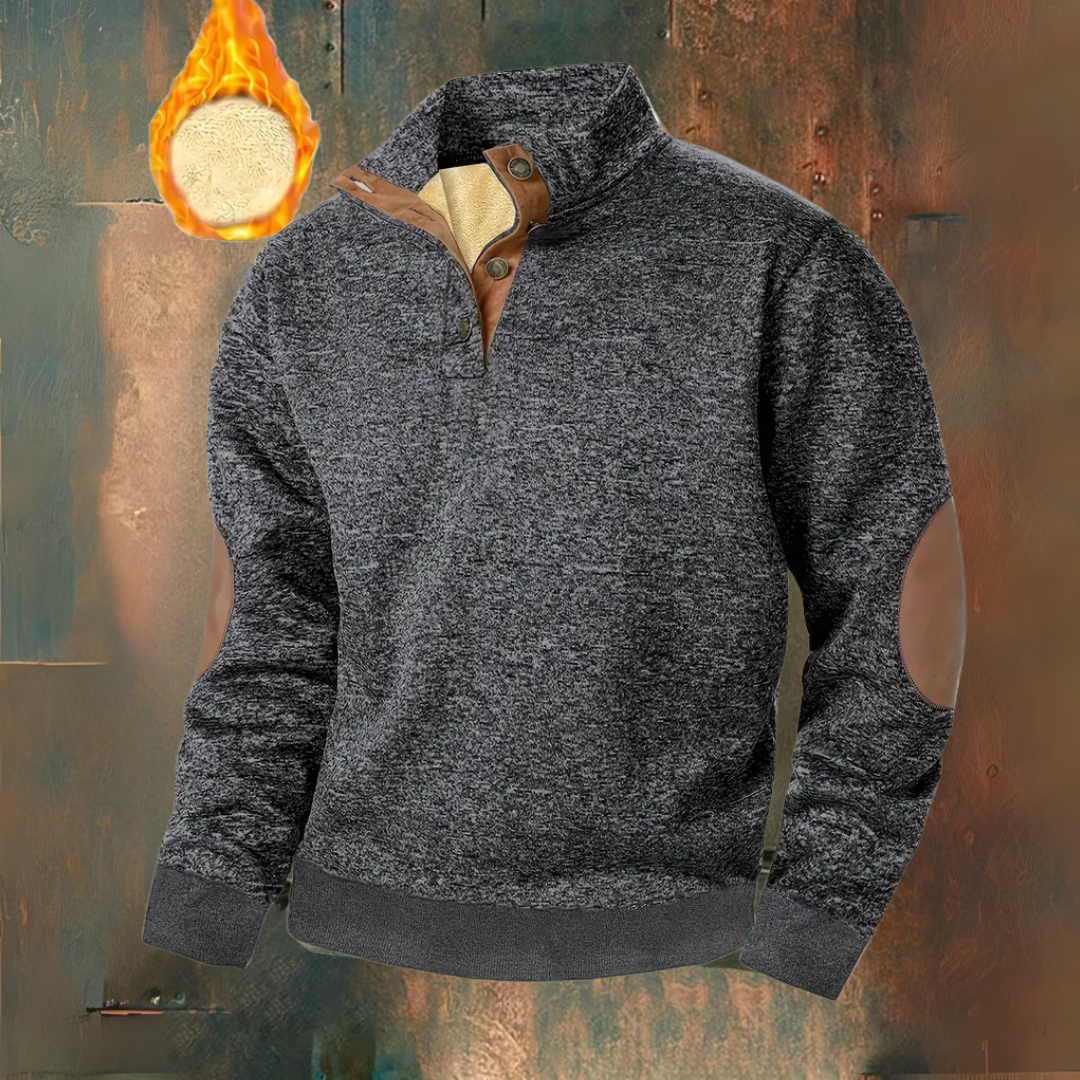 Warm Fleece Sweatshirt With Button Closure