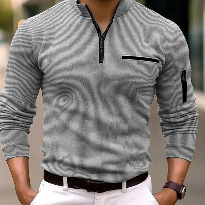 Gusteous | Long Sleeve Zip Polo with Soft Touch Fabric for Men