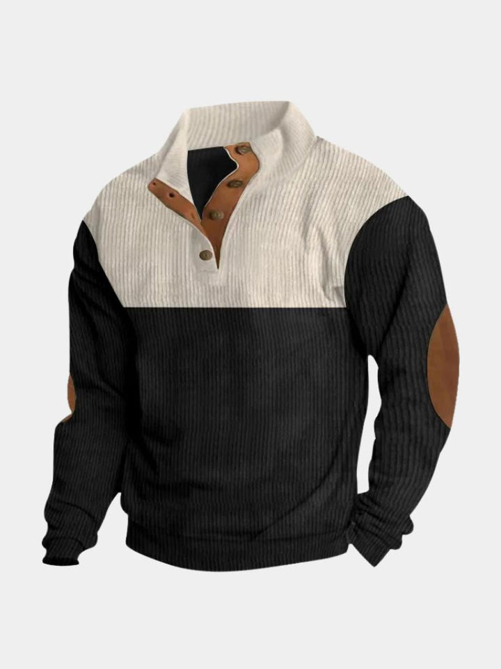 Rowen | Retro Corduroy Pullover with High Collar Detail for Men