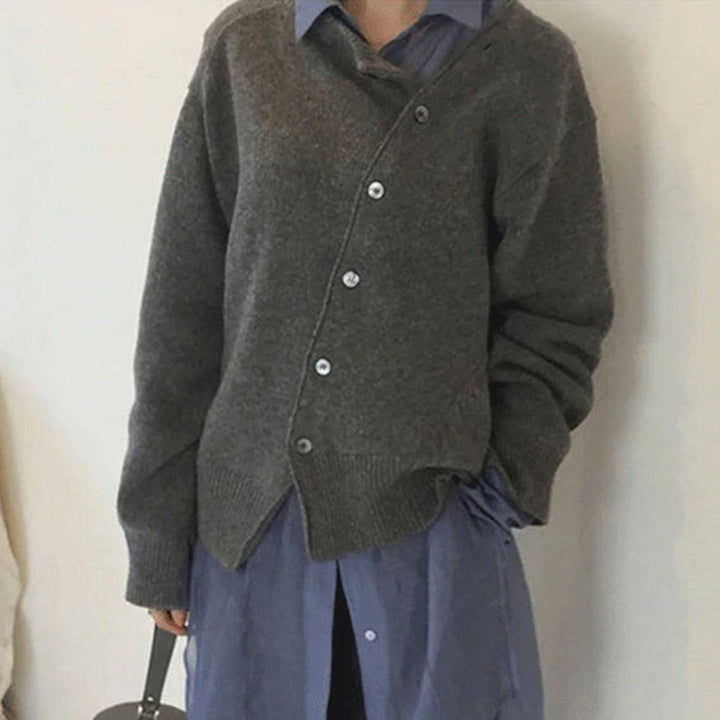 Alycia | Asymmetric Button Cardigan with Distinctive Closure for Women