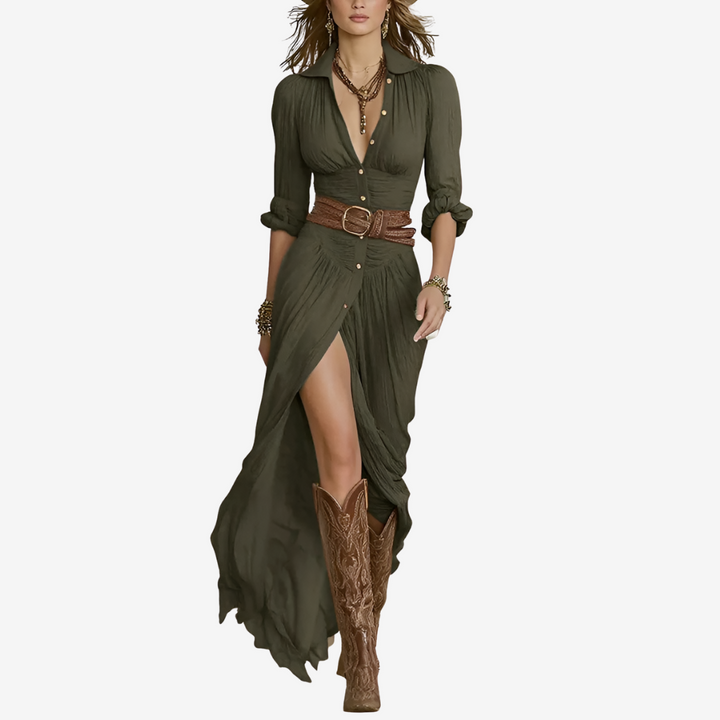 Eve Maxi Fluid Belted Dress