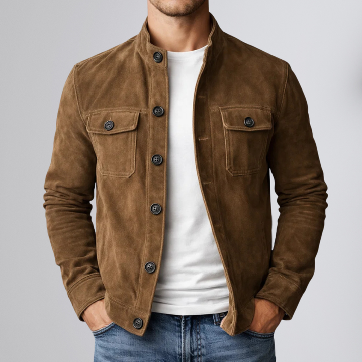 Sterling | Suede Jacket with Dual Chest Pockets for Men
