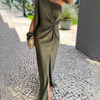 Odessa - Asymmetrical Ruched Bandage Midi Dress