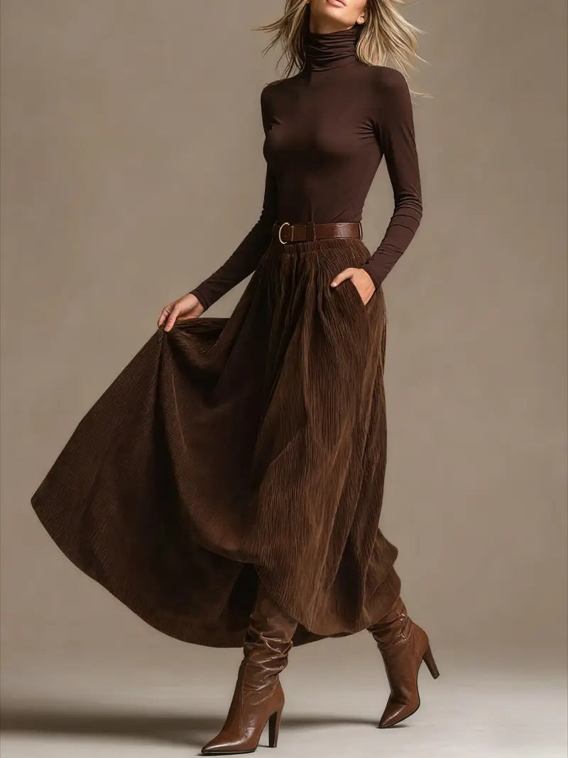 Aveline Two-Piece Set (Turtleneck &amp; Maxi Skirt)