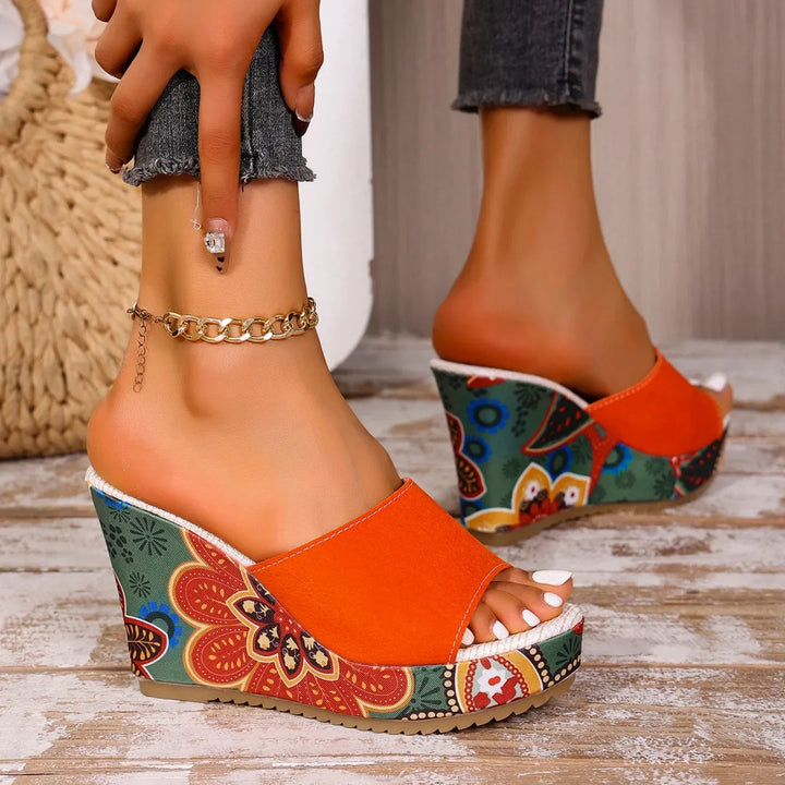 Elena | Bohemian Velvet Wedge Sandal