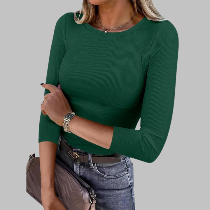Davina | Crewneck Slim Fit Top with Flattering Line for Women