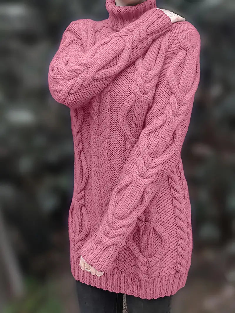 Valéria | Long Winter Cable-Knit Sweater