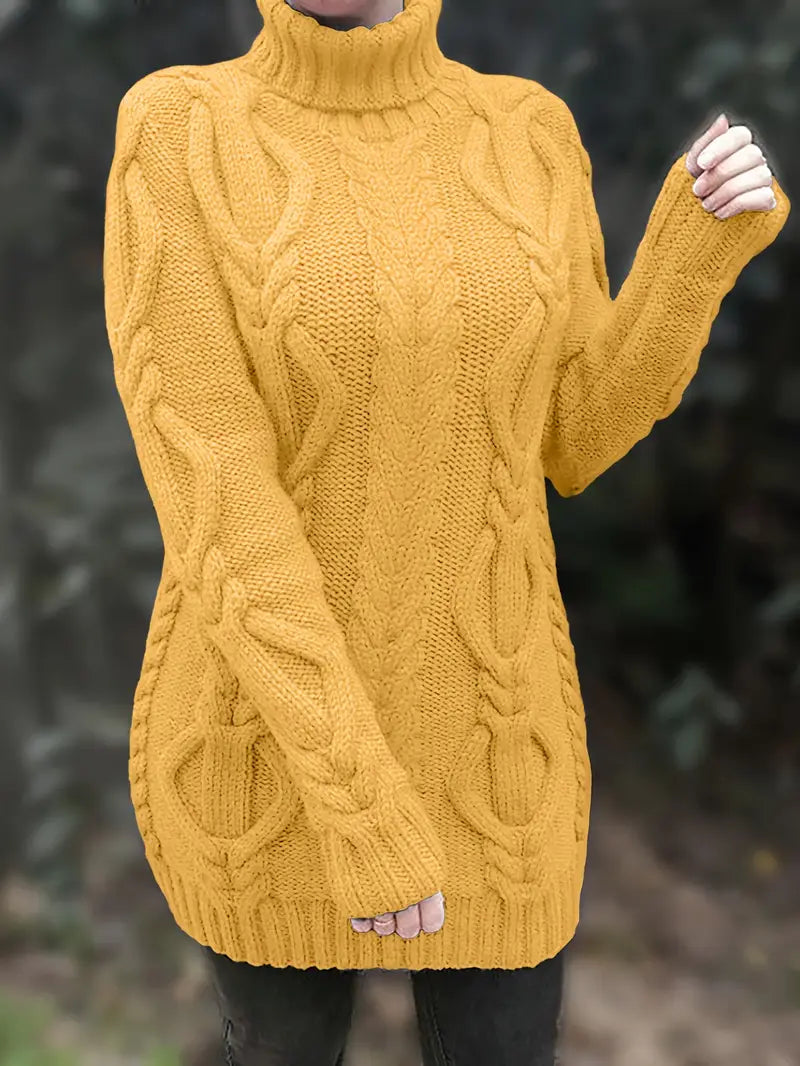 Valéria | Long Winter Cable-Knit Sweater