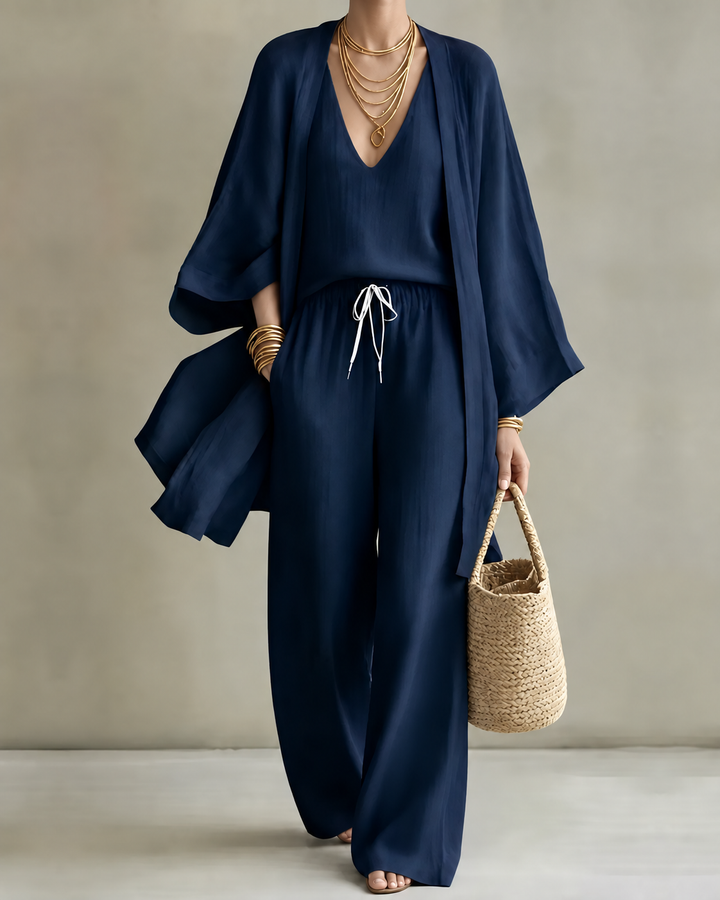 Tanisha | Three Piece Linen Look Set with Summer Ease for Women