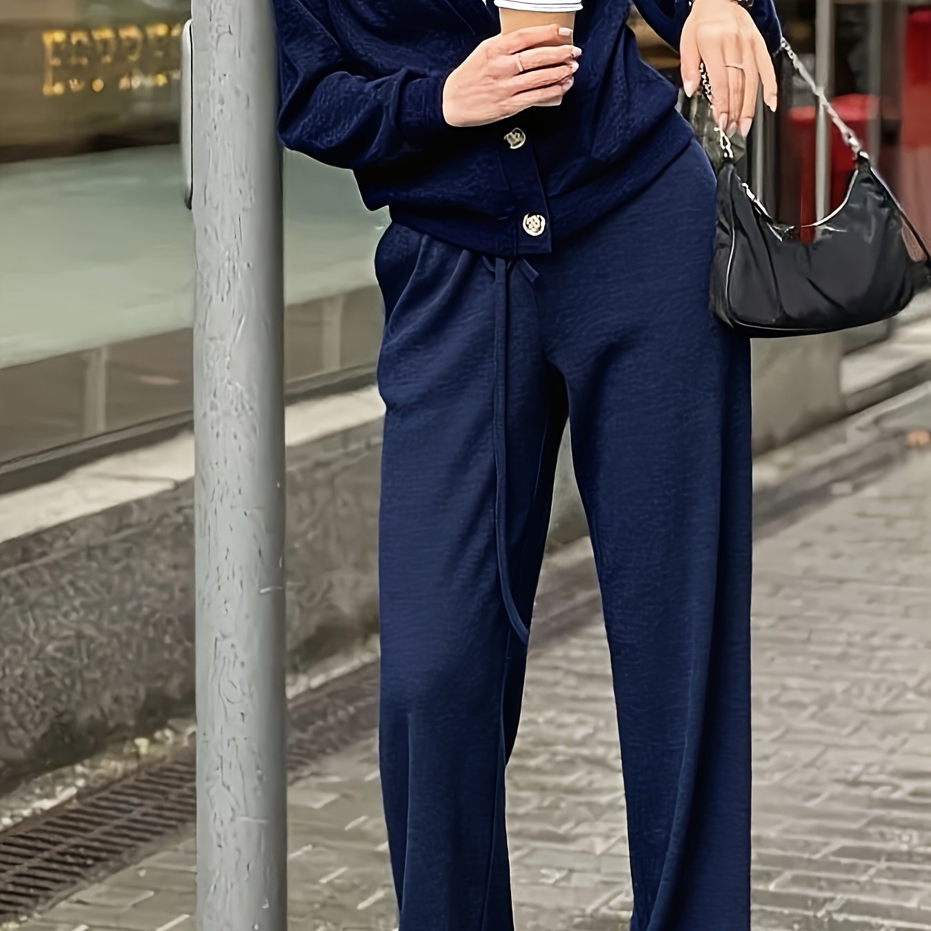 Zara - Soft Button-Front Jacket with Pants Set