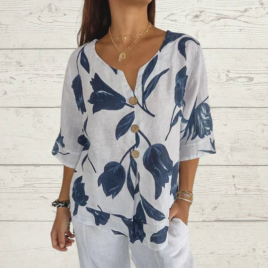 Thelma - Printed V-Neck Tunic Top