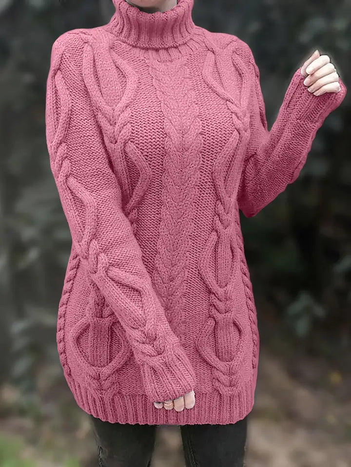 Valéria | Long Winter Cable-Knit Sweater