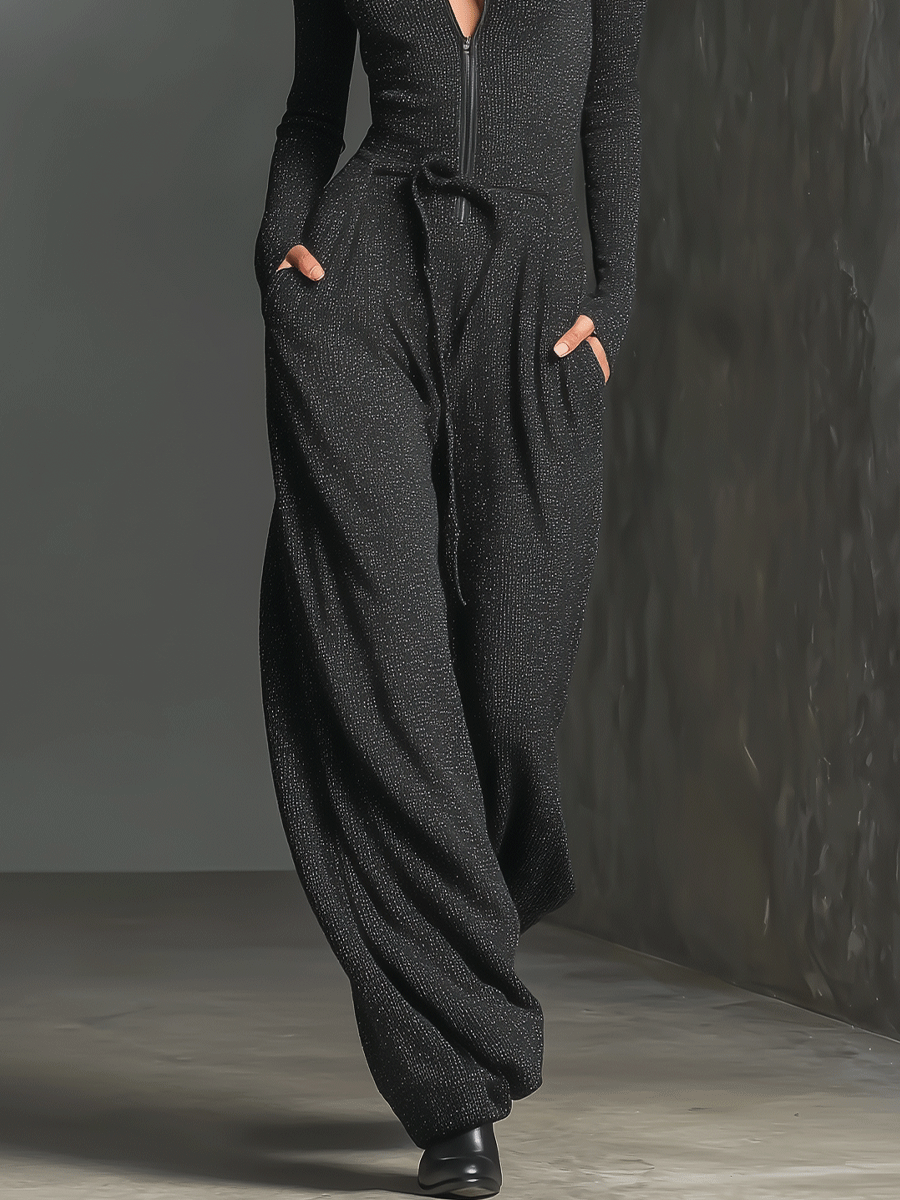 Valeria - Elegant Knitted Jumpsuit With Front Zip