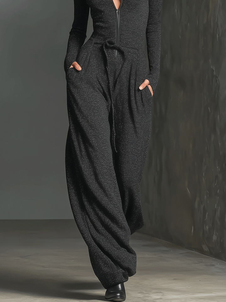 Valeria - Elegant Knitted Jumpsuit With Front Zip