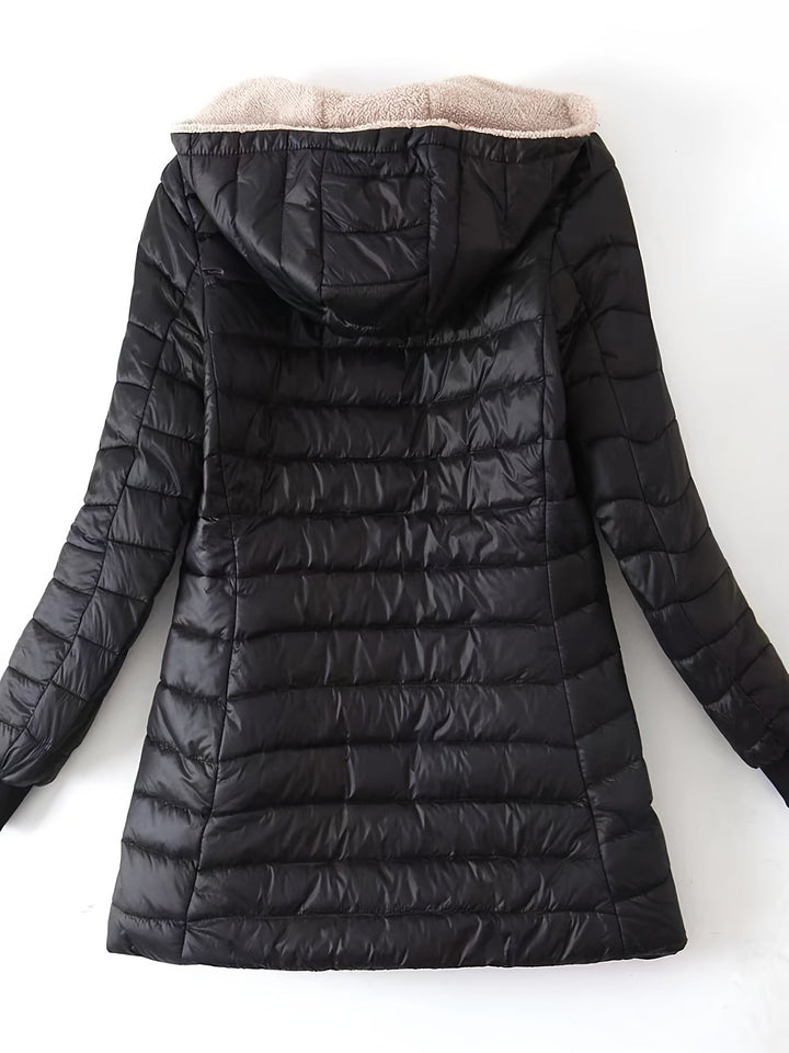 Vicky | Fleece Lined Longline Puffer Jacket with Cushioned Feel for Women